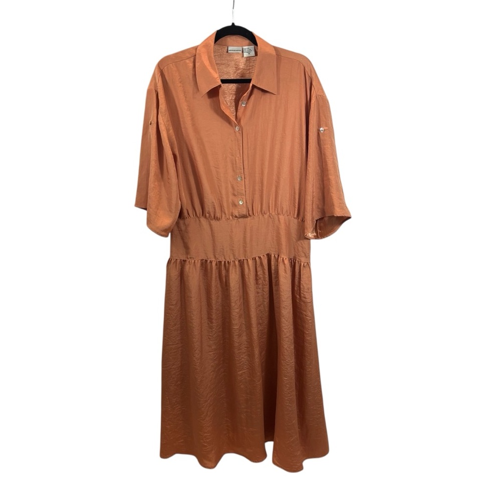Brand new without‎ Tags Newport News Elegant Orange Button-Up Dress Size 16